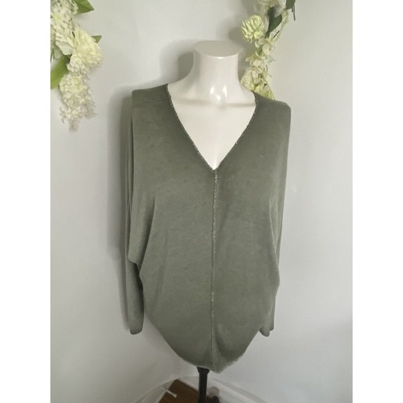 Free For Humanity Size Small Lightweight Sweater Top Metallic Trim Long Sleeves - Picture 2 of 16